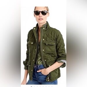 J. Crew Dark Green Quilted Utility Jacket